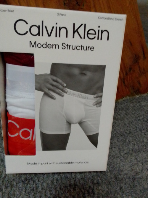 Herren Boxershorts Calvin Klein Modern Structure CTN-Boxer Brief Orange, Weiß, Weinrot 3-pack